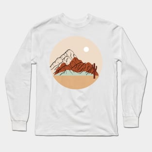 Boho Warm desert landscape Mounted Print Long Sleeve T-Shirt